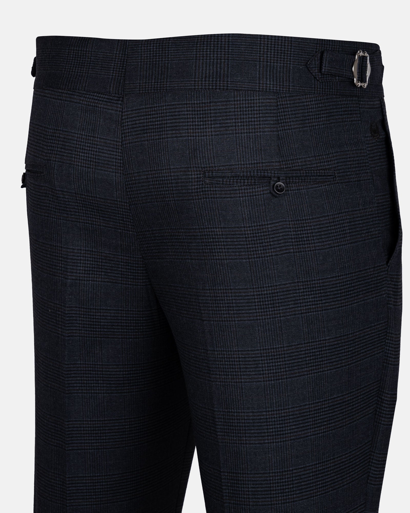 Sander Navy Blue Checked Formal Italian Pant - John Ellies