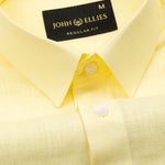 Fauren Yellow Plain Luxurious Linen Shirt - John Ellies