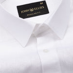 Fauren White Plain Luxurious Linen Shirt - John Ellies