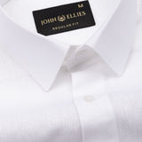 Fauren White Plain Luxurious Linen Shirt - John Ellies