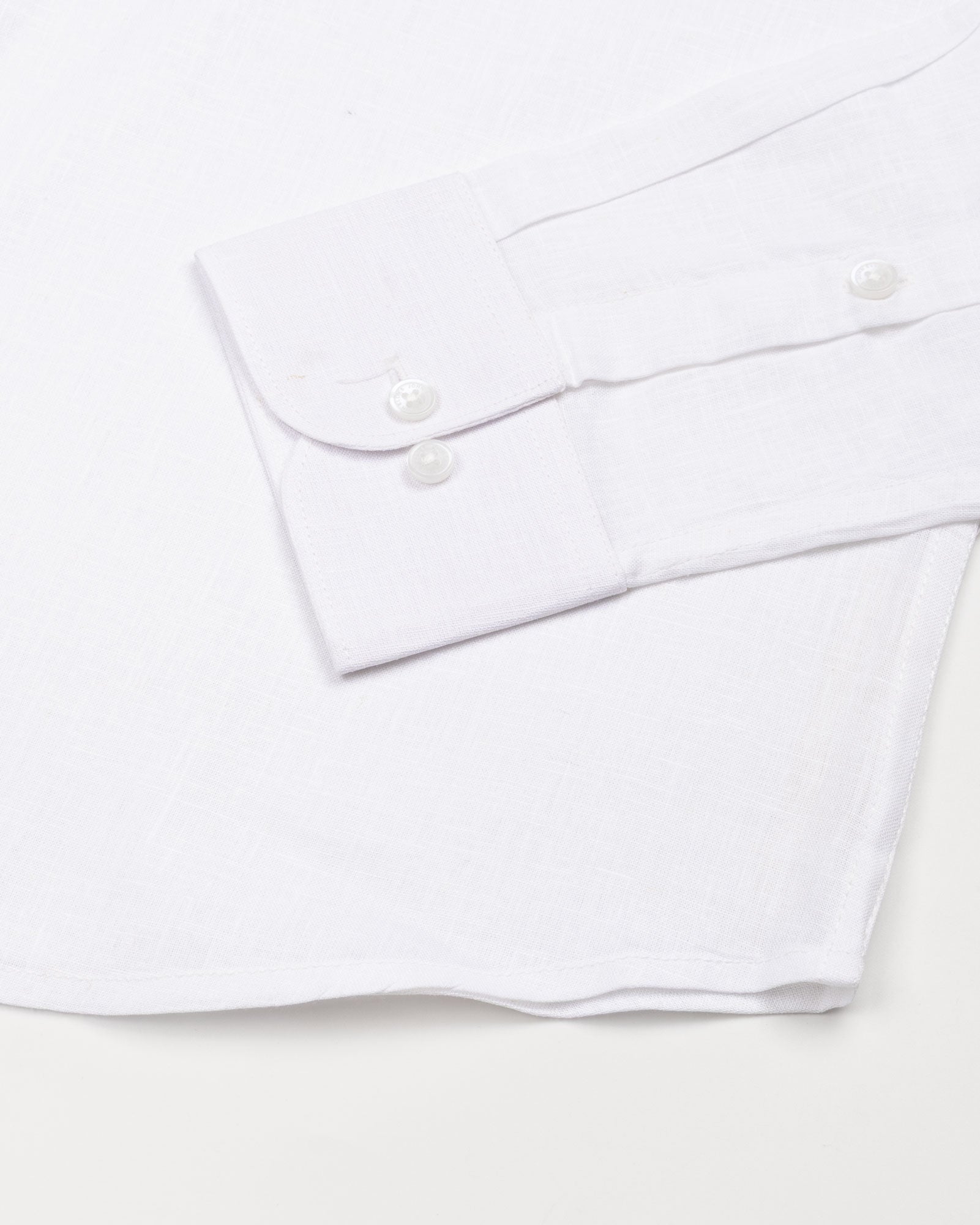 Fauren White Plain Luxurious Linen Shirt - John Ellies
