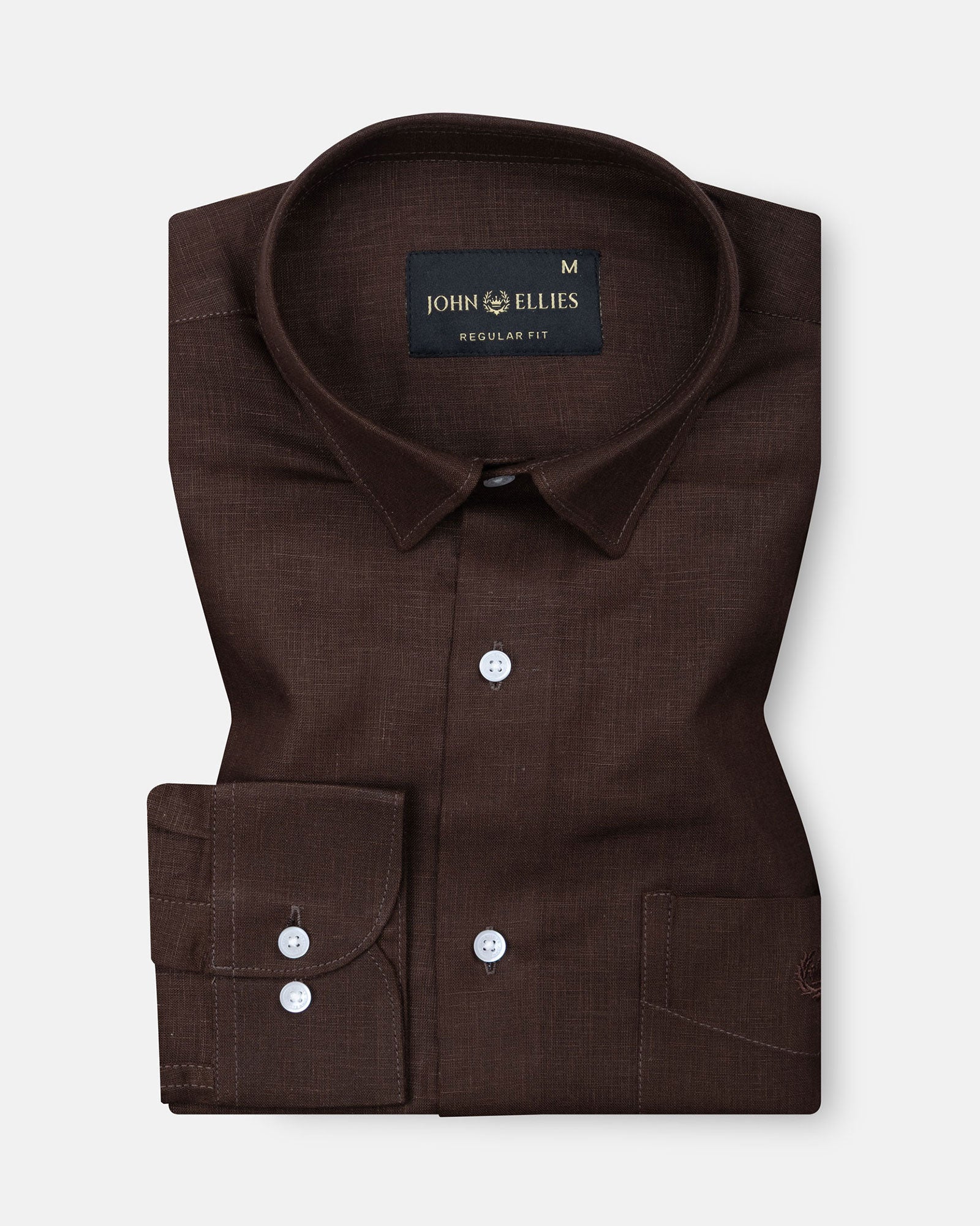 Fauren Coffee Plain Luxurious Linen Shirt - John Ellies