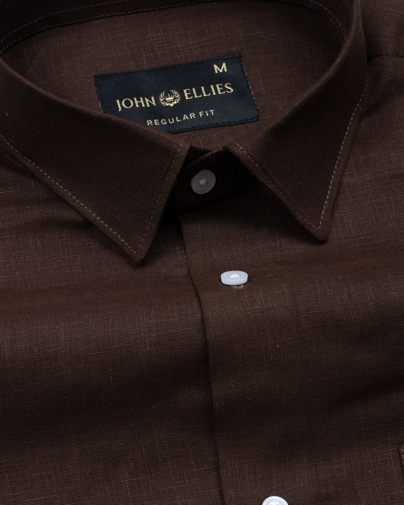 Fauren Coffee Plain Luxurious Linen Shirt - John Ellies
