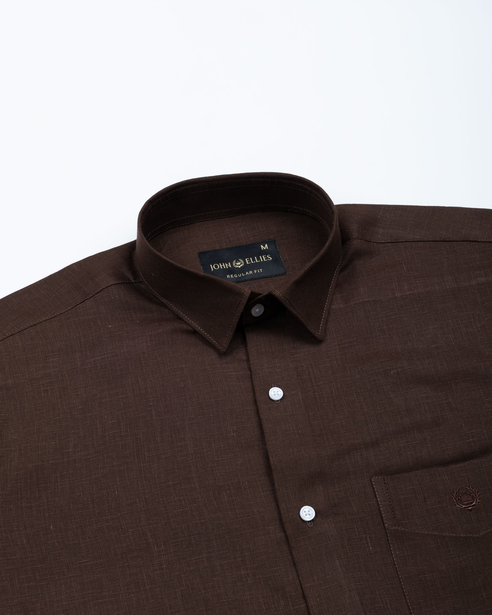 Fauren Coffee Plain Luxurious Linen Shirt - John Ellies