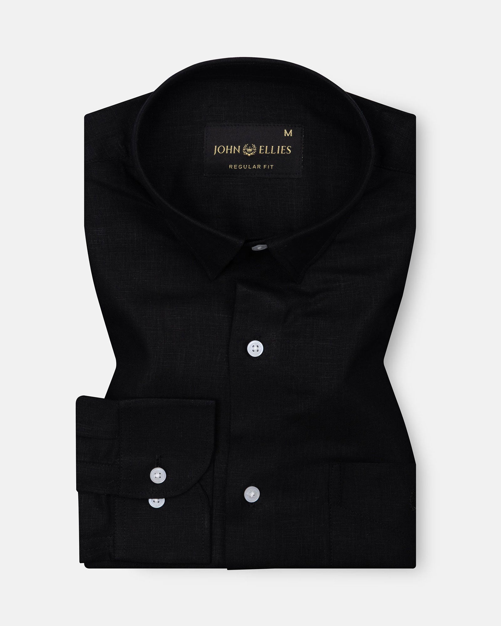 Fauren Black Plain Luxurious Linen Shirt - John Ellies