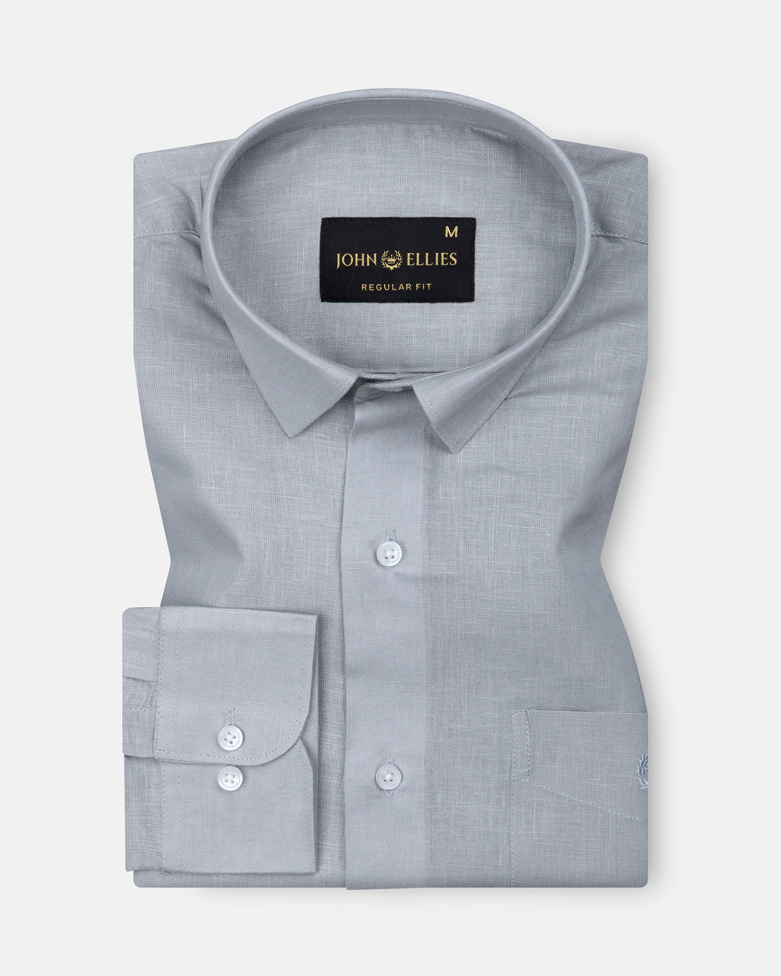 Fauren Silver Plain Luxurious Linen Shirt - John Ellies