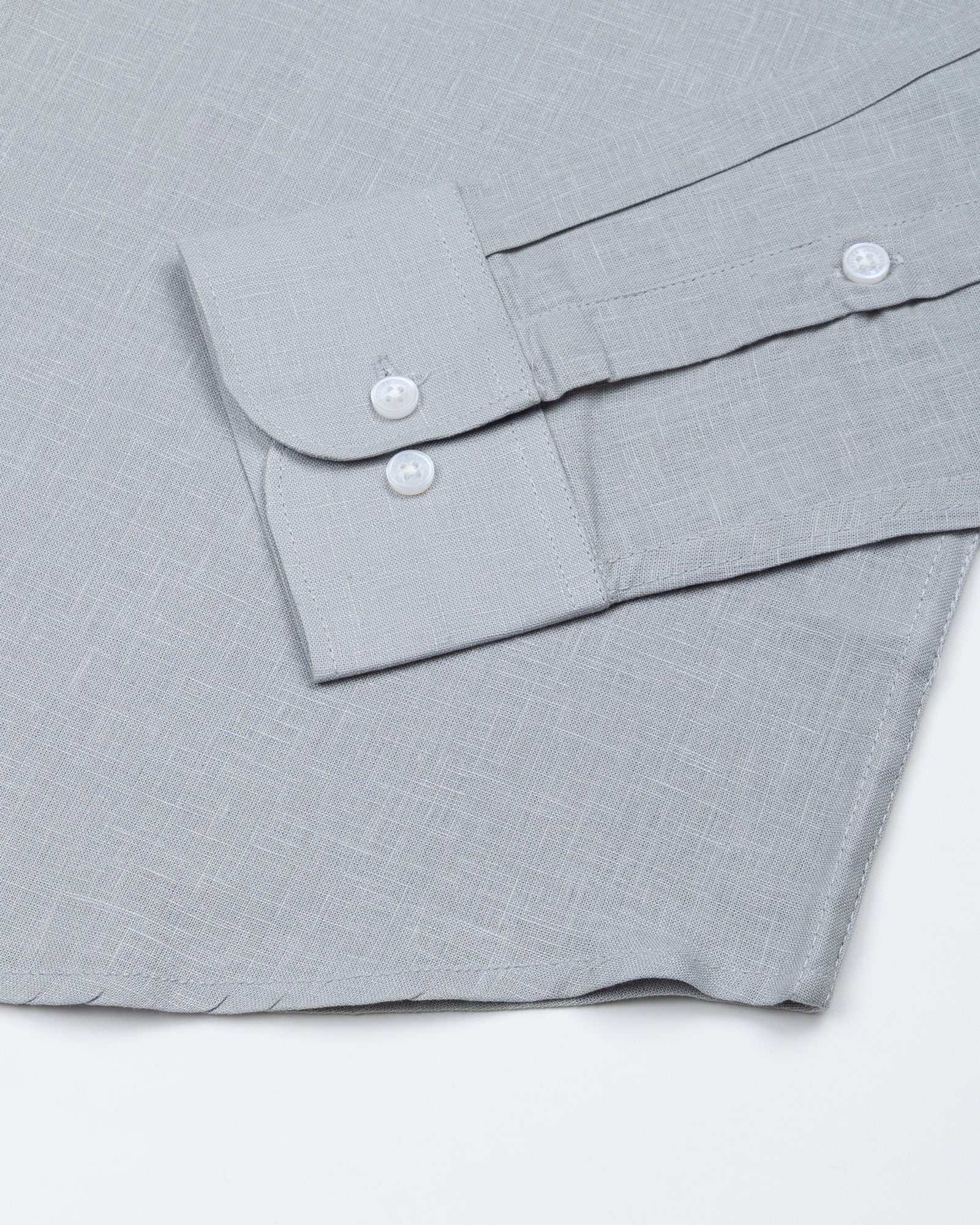 Fauren Silver Plain Luxurious Linen Shirt - John Ellies