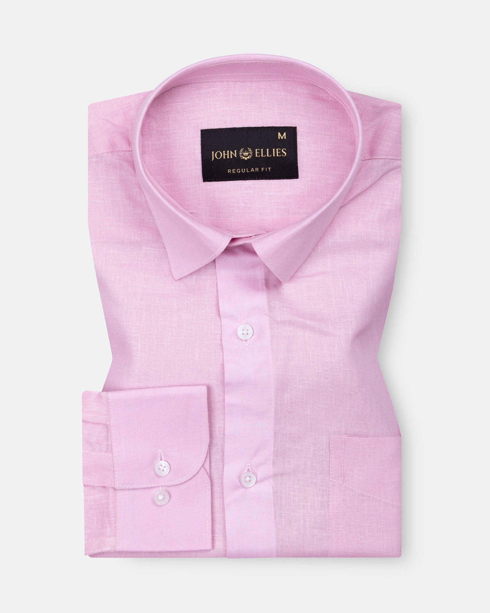 Fauren Pink Plain Luxurious Linen Shirt - John Ellies