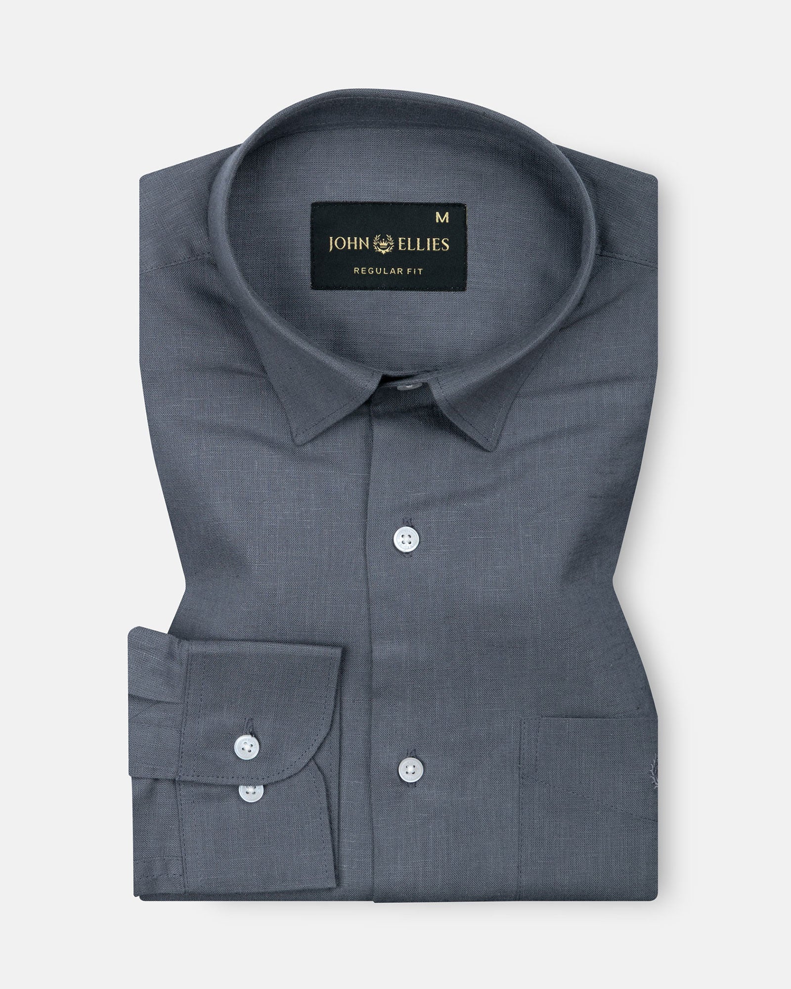 Fauren Grey Plain Luxurious Linen Shirt - John Ellies