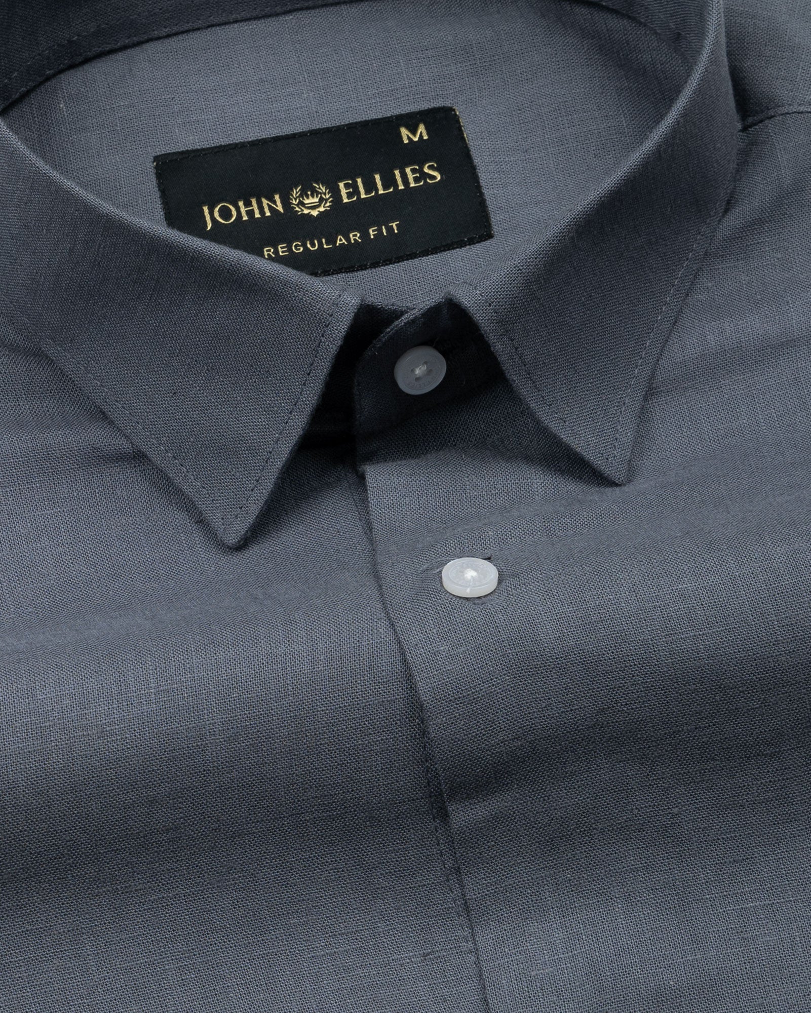 Fauren Grey Plain Luxurious Linen Shirt - John Ellies