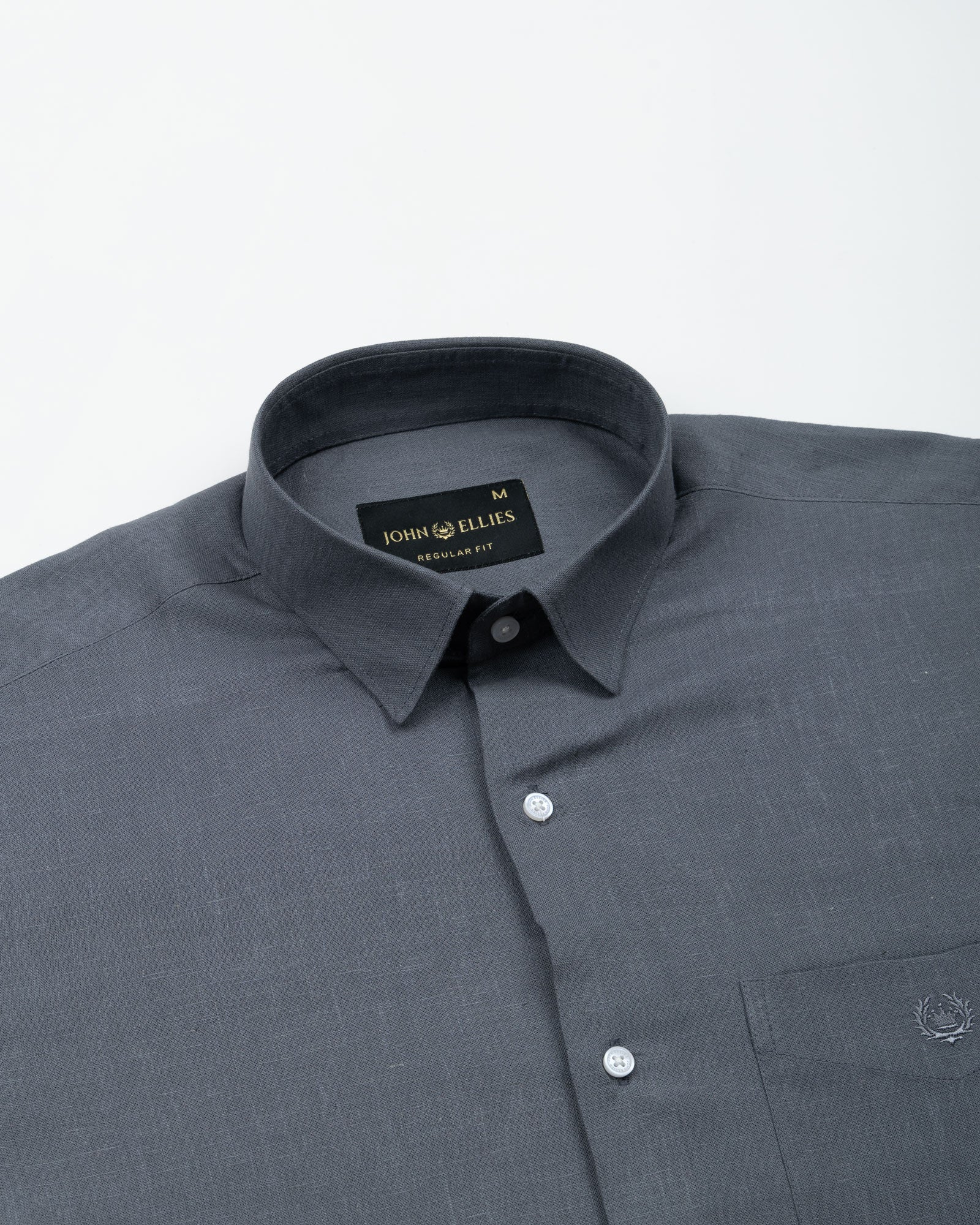 Fauren Grey Plain Luxurious Linen Shirt - John Ellies