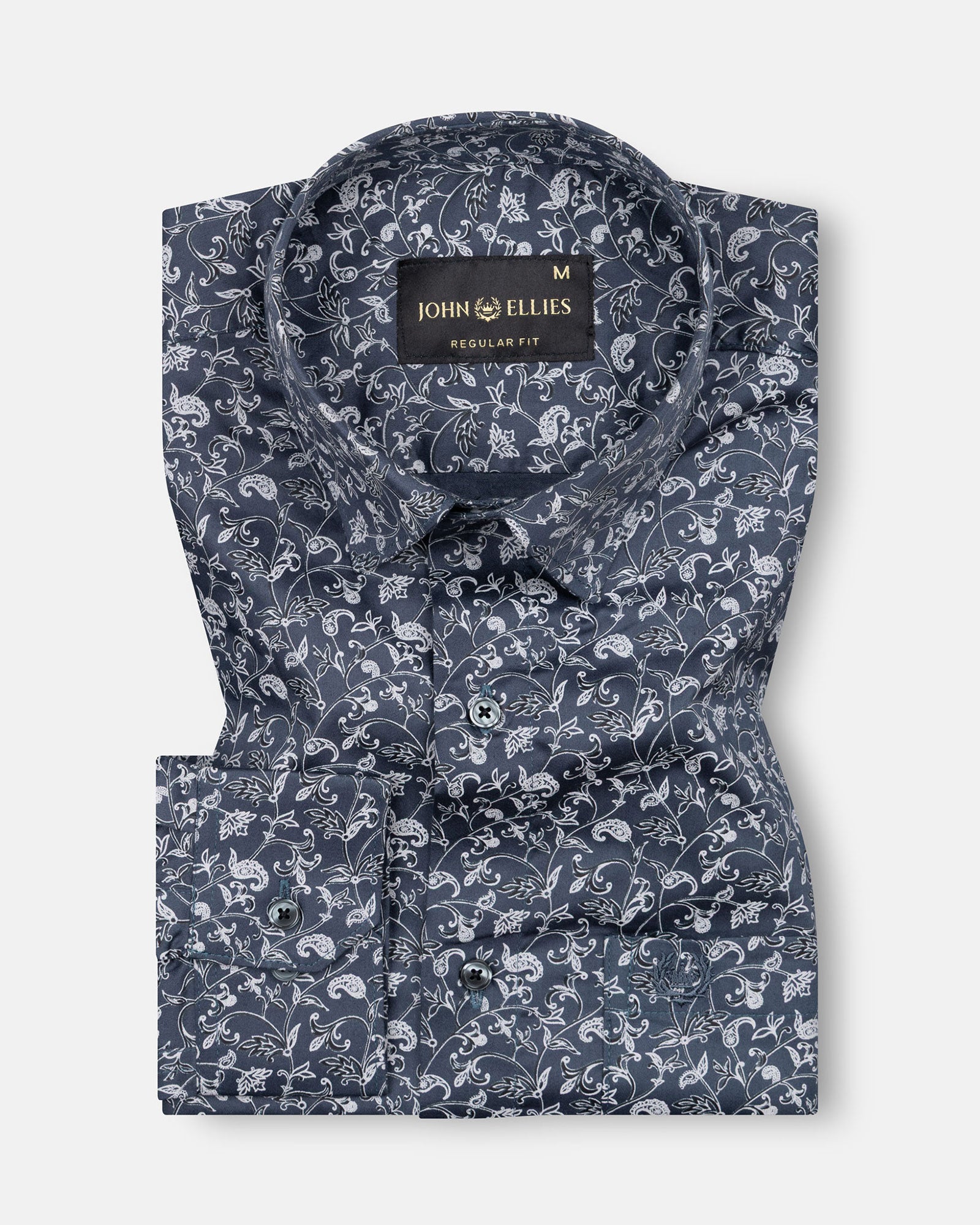 Rhanel Grey Cotton Printed Shirt - John Ellies
