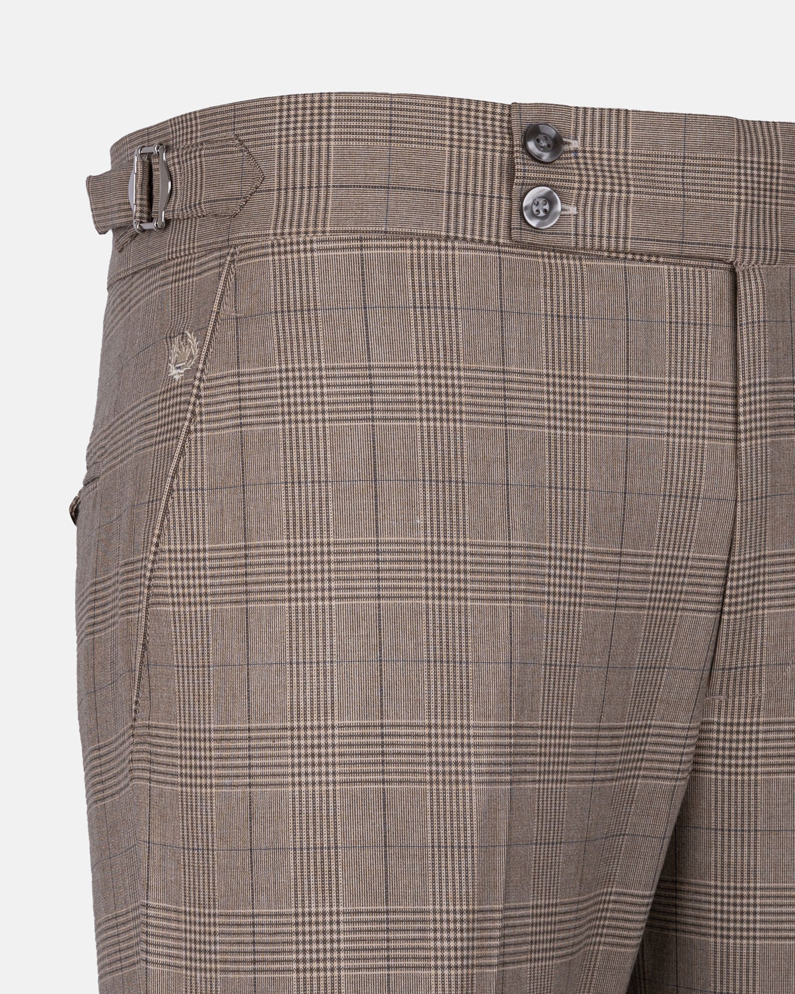 Sander Cream Checked Formal Italian Pant - John Ellies