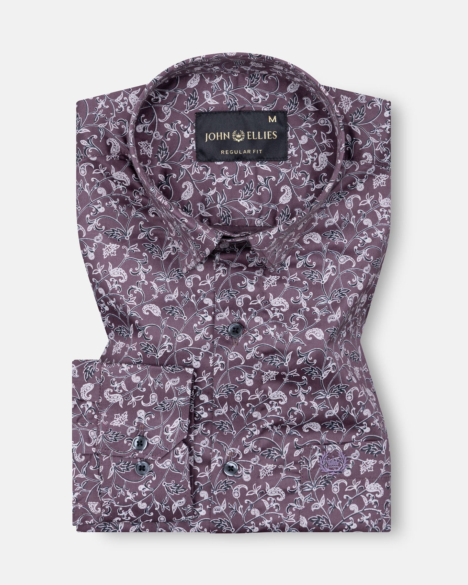 Rhanel Wine Cotton Printed Shirt - John Ellies