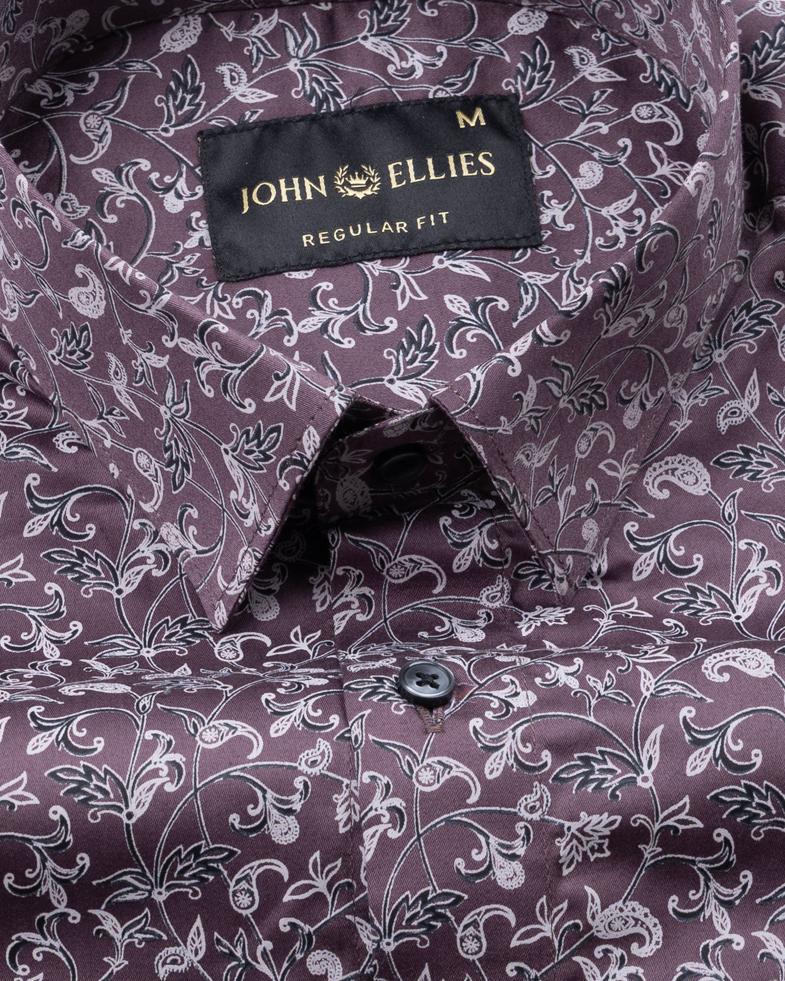 Rhanel Wine Cotton Printed Shirt - John Ellies