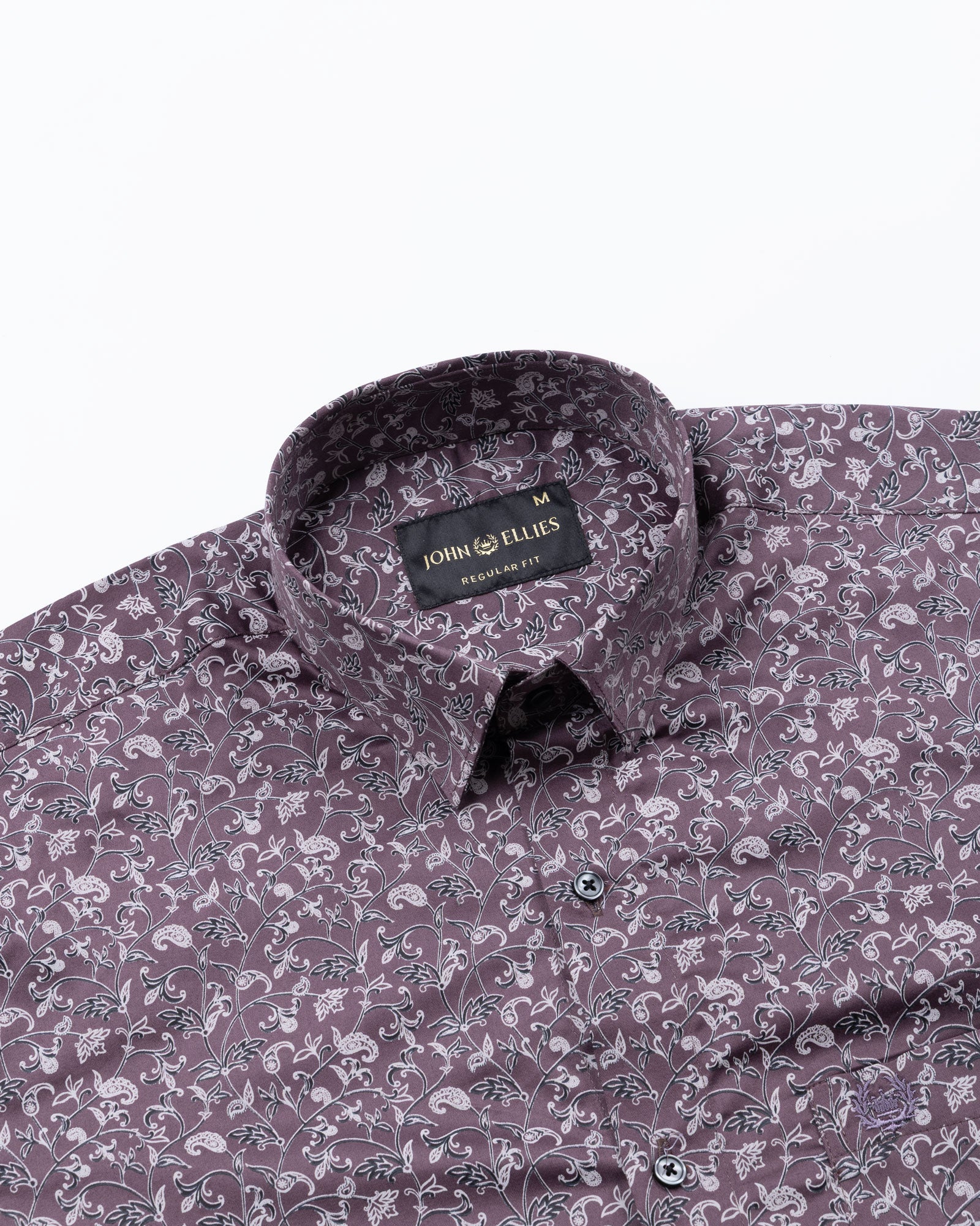 Rhanel Wine Cotton Printed Shirt - John Ellies