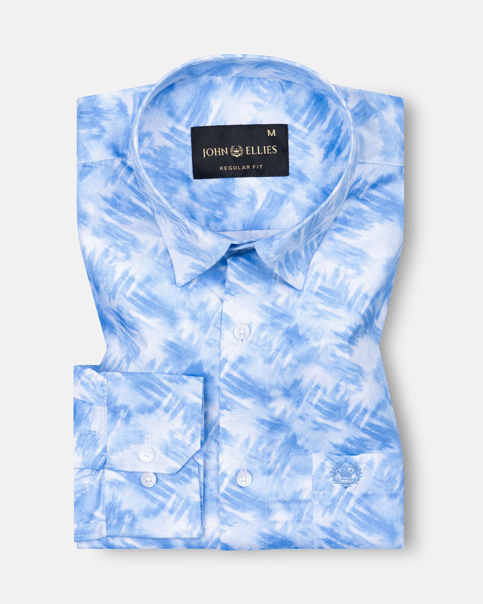 Rhanel Blue Cotton Printed Shirt - John Ellies
