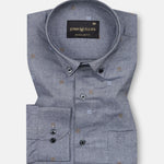 Eslen Navy Blue Oxford Cotton Printed Button Down Shirt - John Ellies