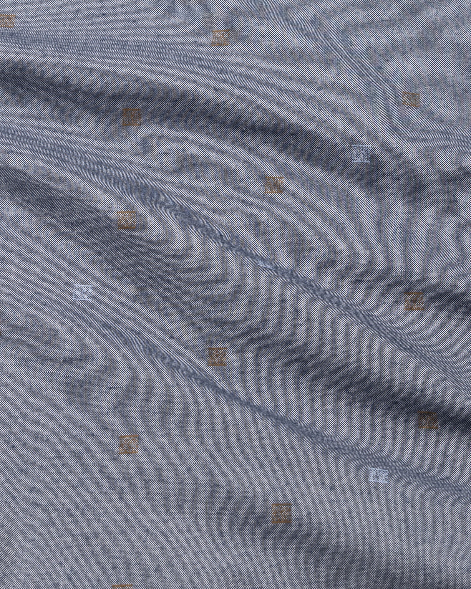Eslen Navy Blue Oxford Cotton Printed Button Down Shirt - John Ellies