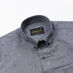 Eslen Navy Blue Oxford Cotton Printed Button Down Shirt - John Ellies