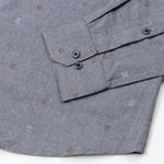 Eslen Navy Blue Oxford Cotton Printed Button Down Shirt - John Ellies