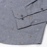 Eslen Navy Blue Oxford Cotton Printed Button Down Shirt - John Ellies