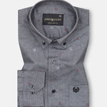Eslen Black Oxford Cotton Printed Button Down Shirt - John Ellies