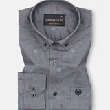 Eslen Black Oxford Cotton Printed Button Down Shirt - John Ellies