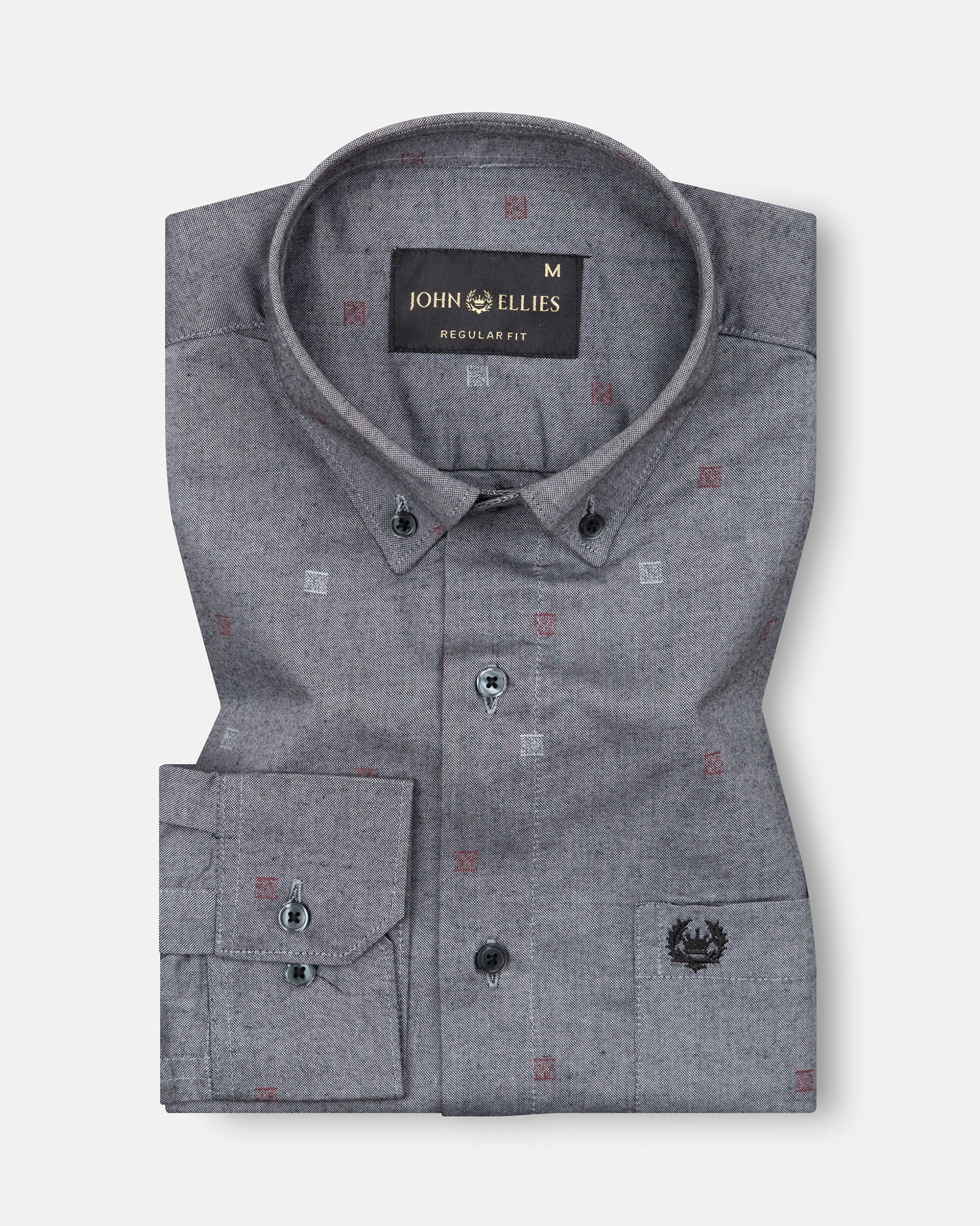 Eslen Black Oxford Cotton Printed Button Down Shirt - John Ellies
