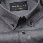 Eslen Black Oxford Cotton Printed Button Down Shirt - John Ellies