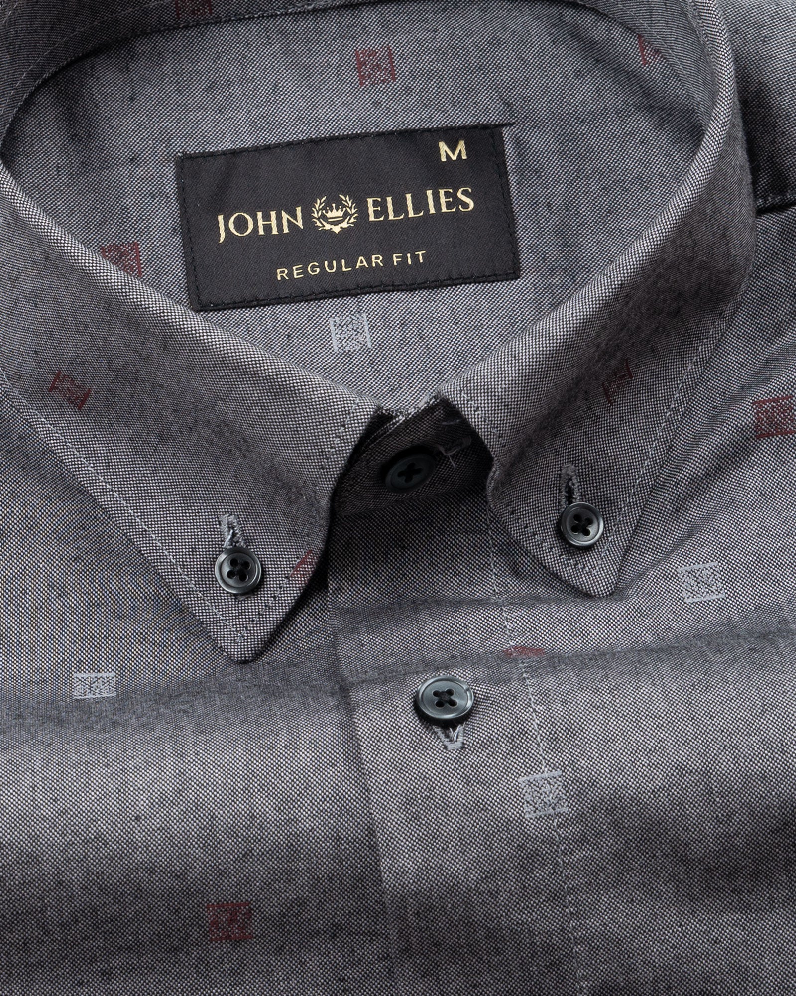 Eslen Black Oxford Cotton Printed Button Down Shirt - John Ellies