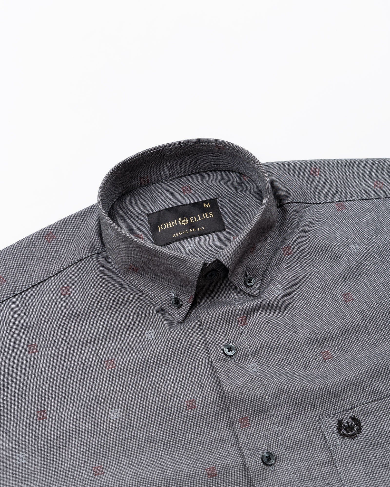 Eslen Black Oxford Cotton Printed Button Down Shirt - John Ellies