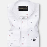 Eslen White Oxford Cotton Printed Button Down Shirt - John Ellies