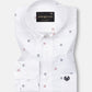 Eslen White Oxford Cotton Printed Button Down Shirt - John Ellies