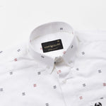 Eslen White Oxford Cotton Printed Button Down Shirt - John Ellies