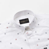 Eslen White Oxford Cotton Printed Button Down Shirt - John Ellies
