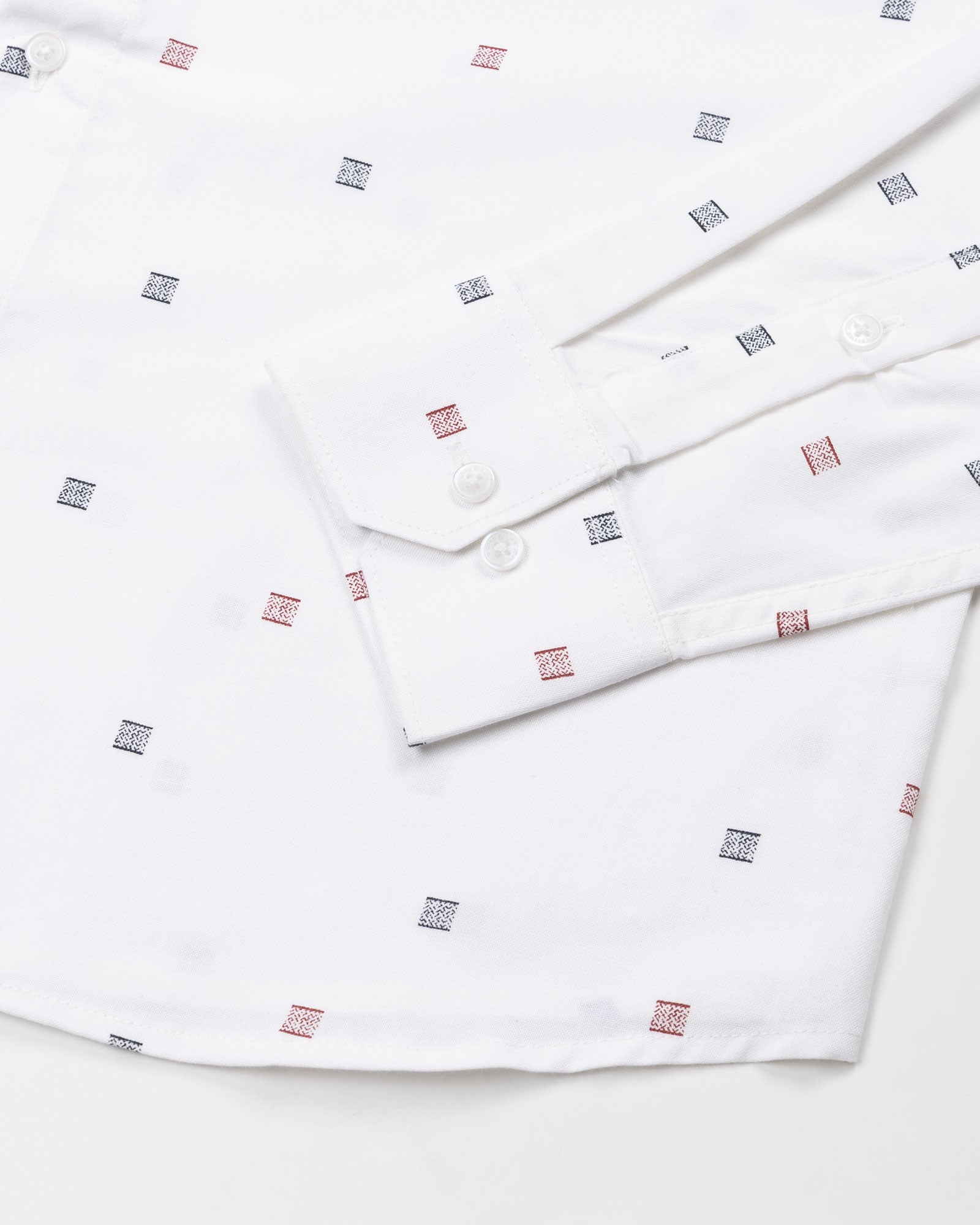 Eslen White Oxford Cotton Printed Button Down Shirt - John Ellies