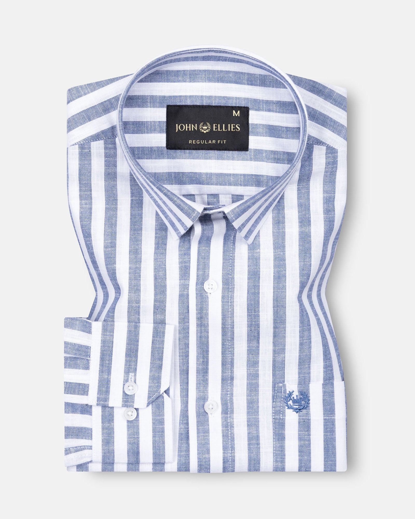 Mereux Navy Blue Stripe Linen Shirt - John Ellies