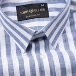 Mereux Navy Blue Stripe Linen Shirt - John Ellies