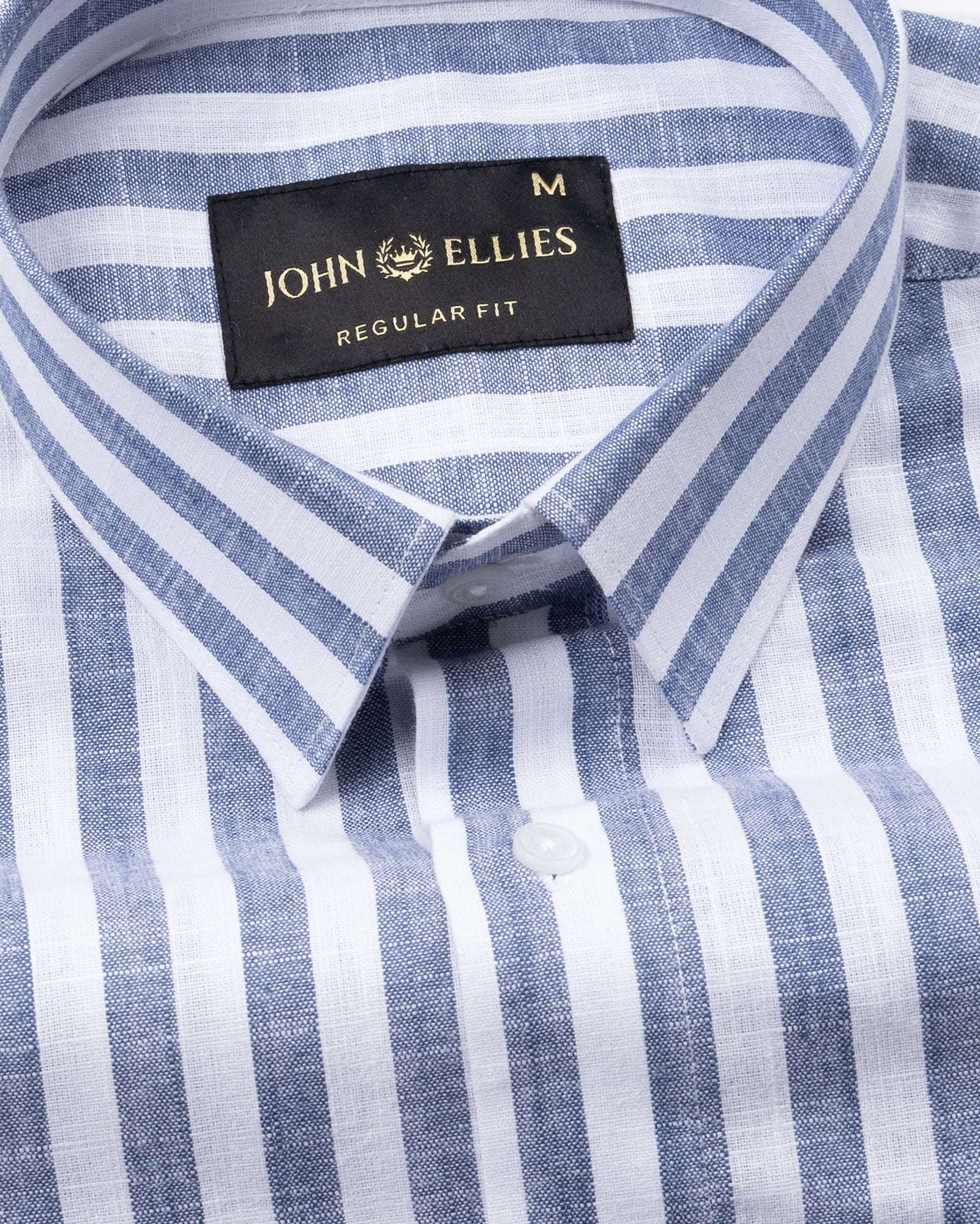 Mereux Navy Blue Stripe Linen Shirt - John Ellies