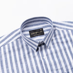 Mereux Navy Blue Stripe Linen Shirt - John Ellies