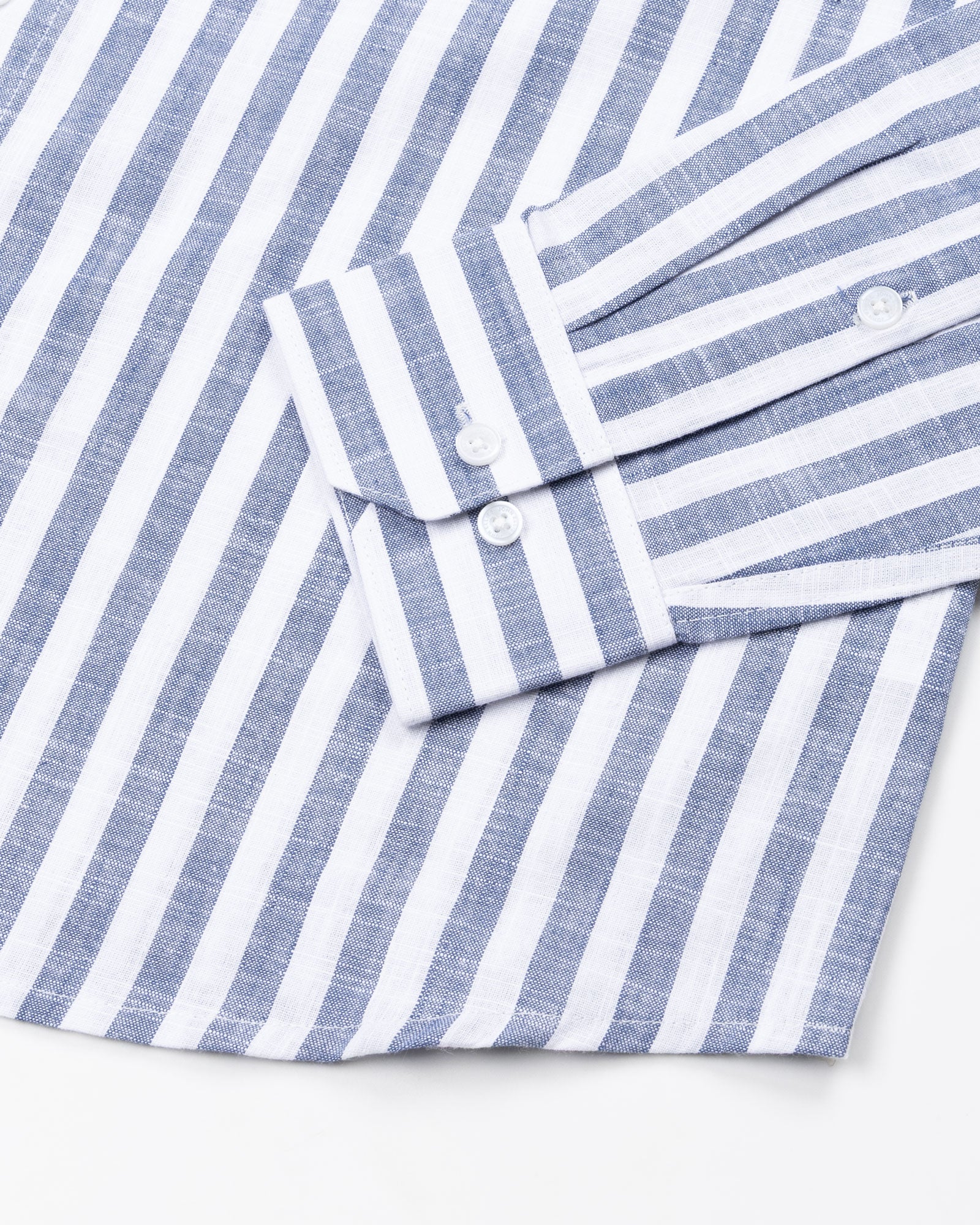 Mereux Navy Blue Stripe Linen Shirt - John Ellies