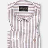 Mereux Brown Stripe Linen Shirt - John Ellies