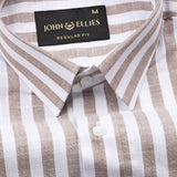 Mereux Brown Stripe Linen Shirt - John Ellies