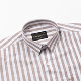 Mereux Brown Stripe Linen Shirt - John Ellies