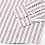 Mereux Brown Stripe Linen Shirt - John Ellies