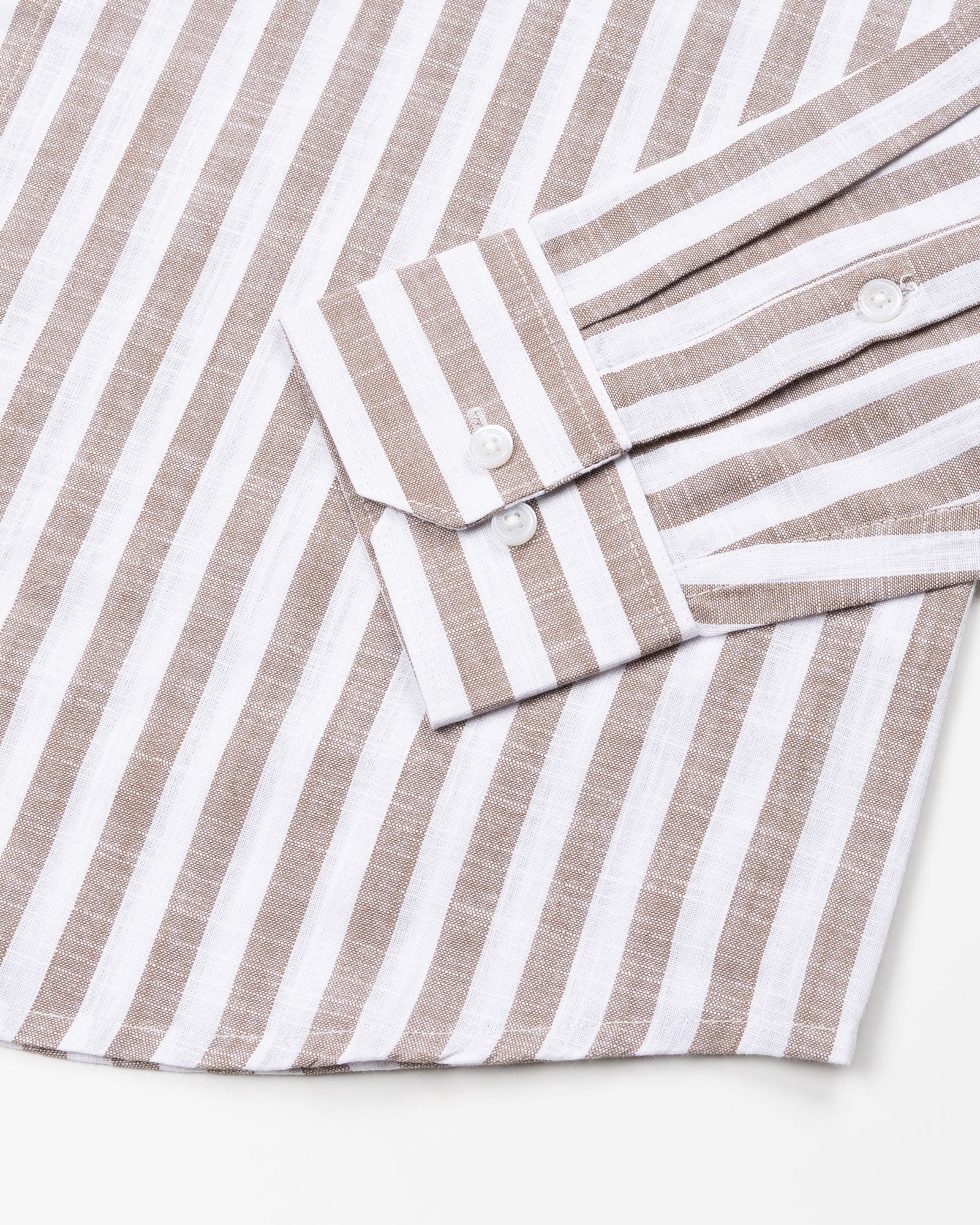 Mereux Brown Stripe Linen Shirt - John Ellies