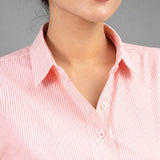 Strata Red Stripes Oxford Cotton Women Shirt