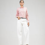 Strata Red Stripes Oxford Cotton Women Shirt - John Ellies