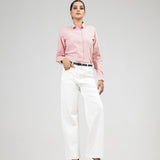 Strata Red Stripes Oxford Cotton Women Shirt - John Ellies
